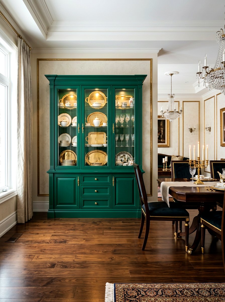 Emerald green china cabinet - 30 china cabinet makeover ideas