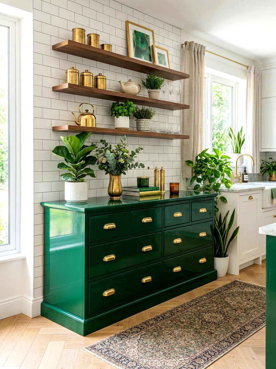 Emerald green kitchen accent dresser - 30 dresser in kitchen ideas