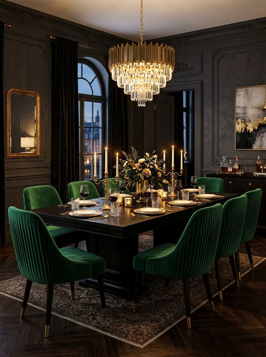 Emerald green pleated chair - 30 pleated dining chair ideas