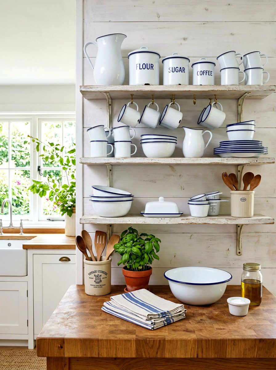 Enamelware Kitchen Collection - 30 vintage cottage kitchen ideas