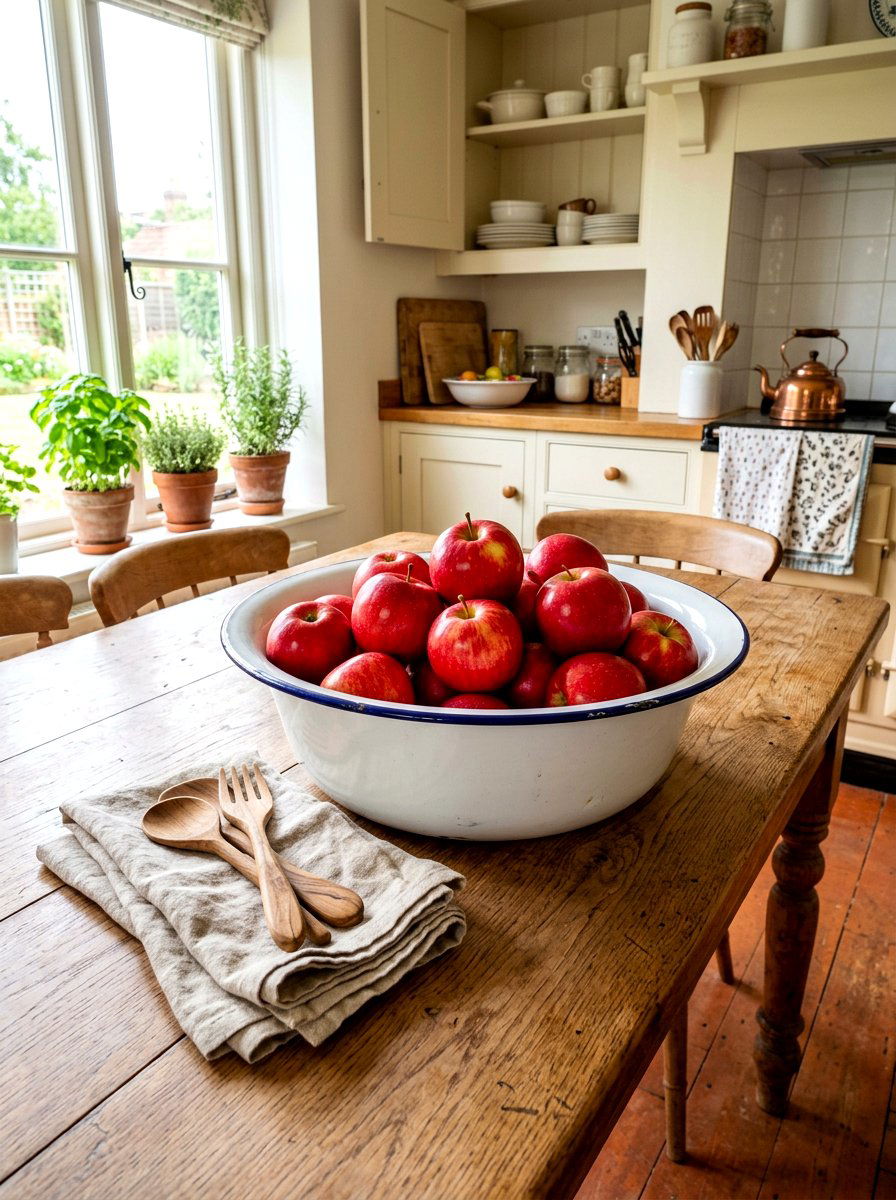 Enamelware kitchen basin - 30 flea market decor ideas