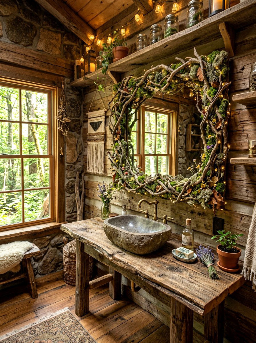 Enchanted Forest Mirror - 30 fairycore bathroom ideas
