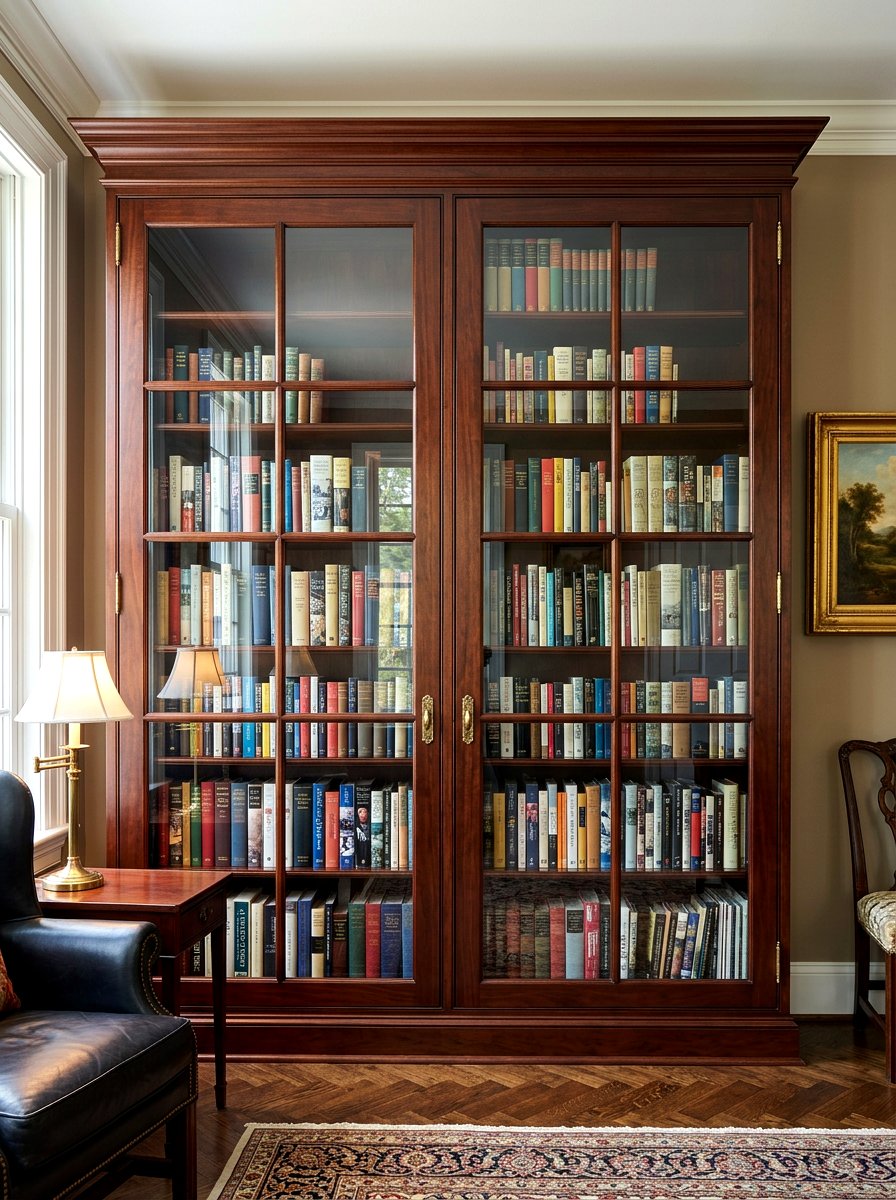 Enclosed Glass Front Bookcase - 30 organizing a bookshelf ideas