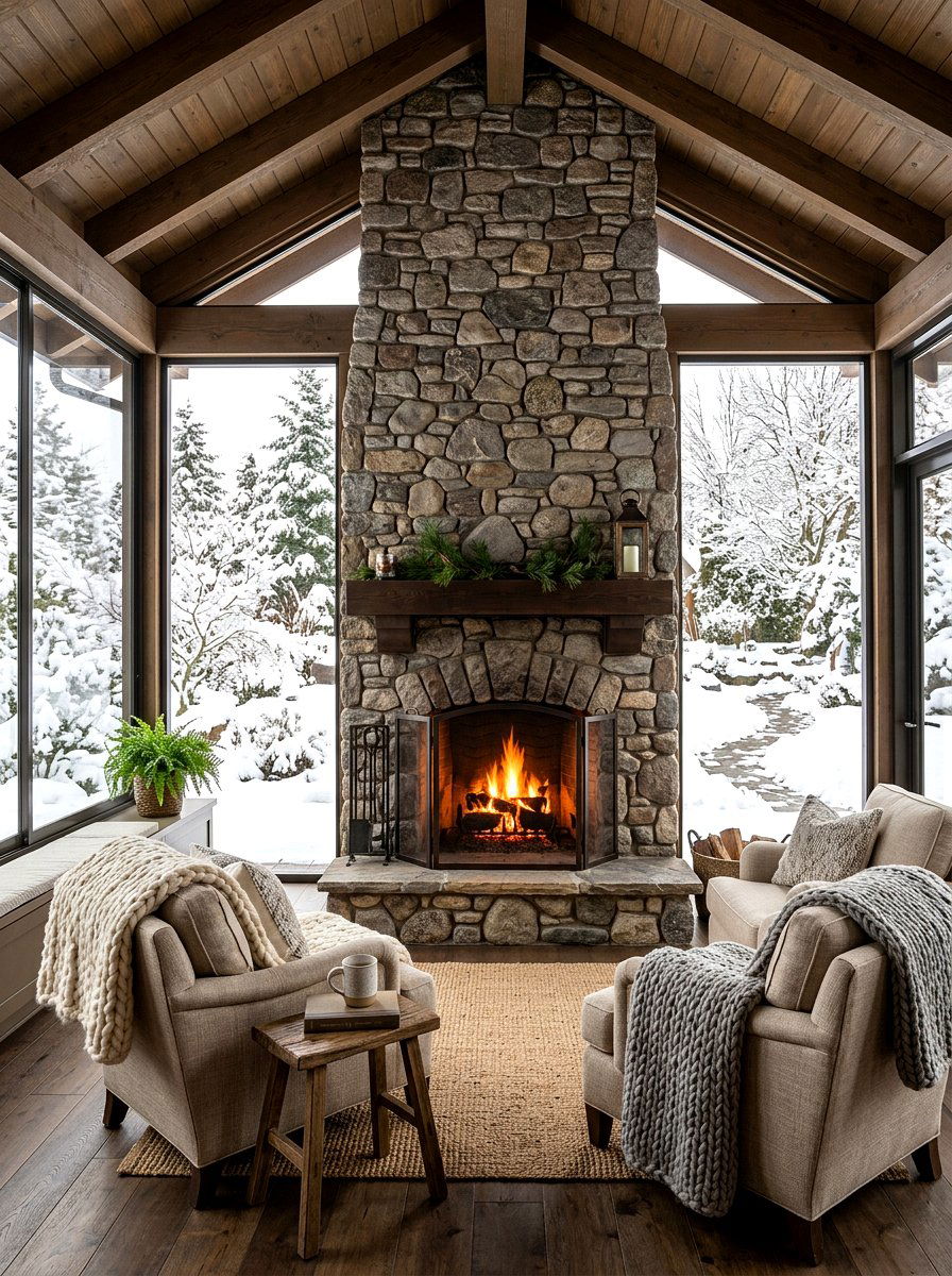 Enclosed Patio Fireplace - 30 enclosed patio sunroom ideas