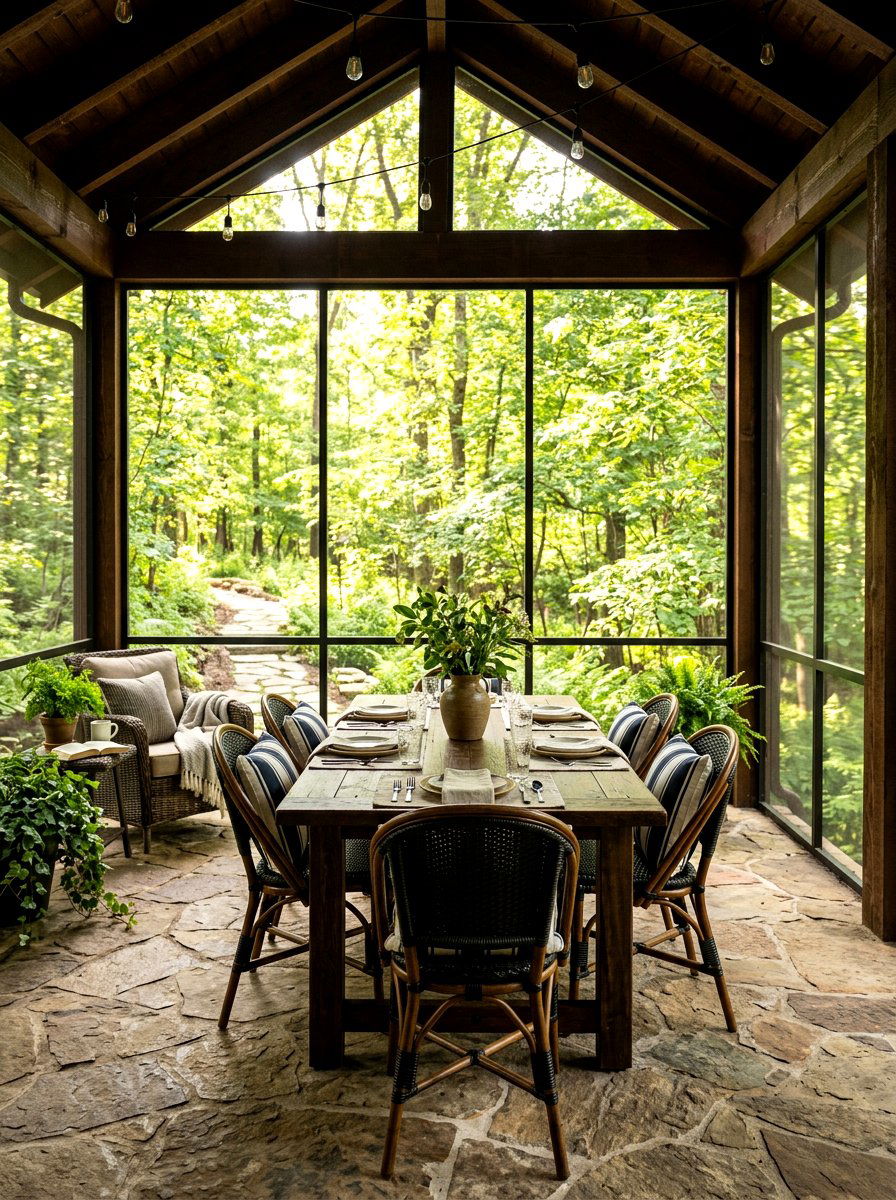 Enclosed Porch Dining Area - 30 indoor outdoor breakfast room ideas