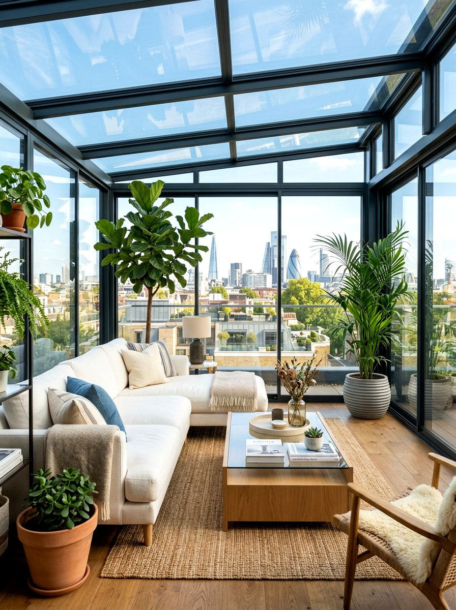 Enclosed Rooftop Sunroom - 30 rooftop patio lounge ideas aesthetic