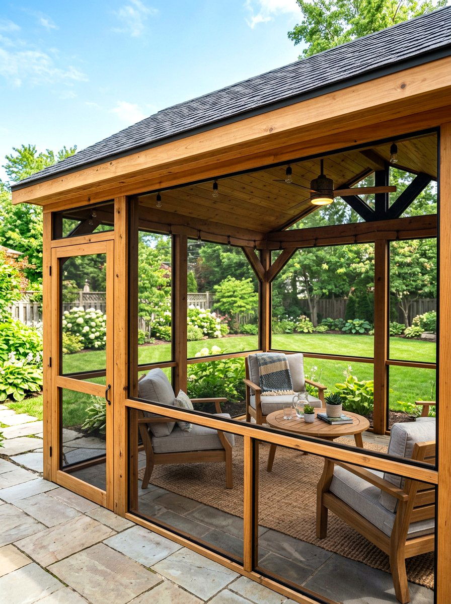Enclosed Screen Pavilion - 30 outdoor retreat pavilion ideas