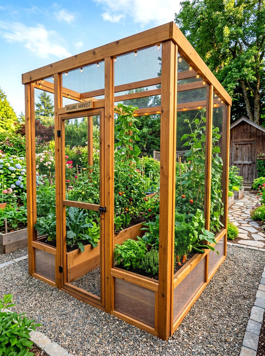 Enclosed Vegetable Garden Bed - 30 raised bed greenhouse ideas
