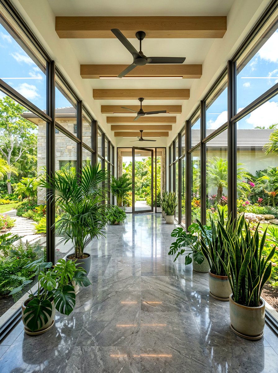 Enclosed glass breezeway - 30 breezeway garden ideas