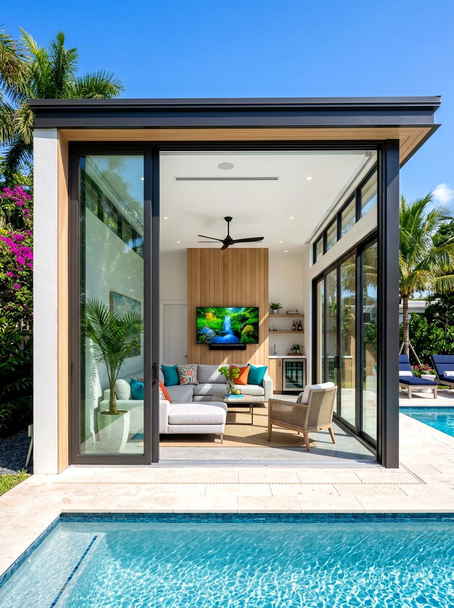 Enclosed pool cabana - 30 pool cabana decor ideas