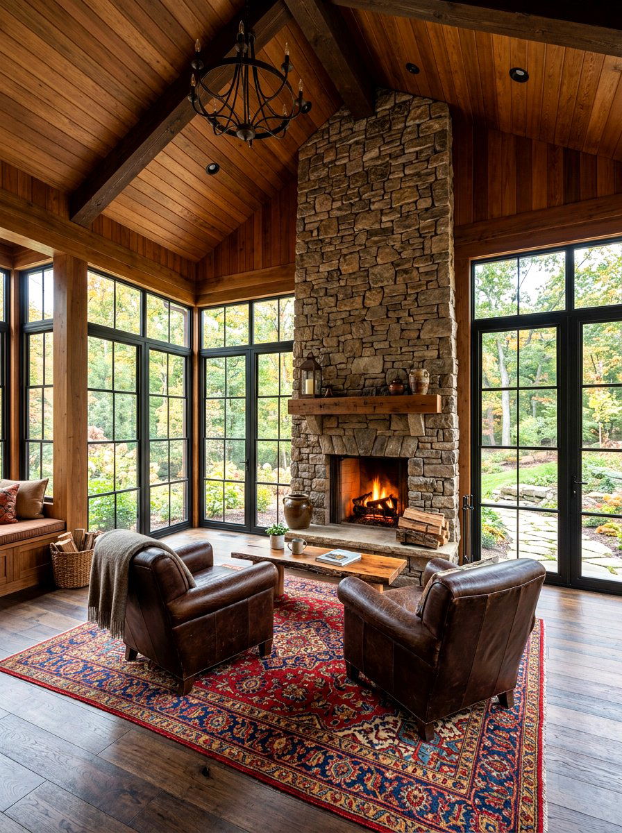 Enclosed porch with fireplace - 30 enclosed porch ideas