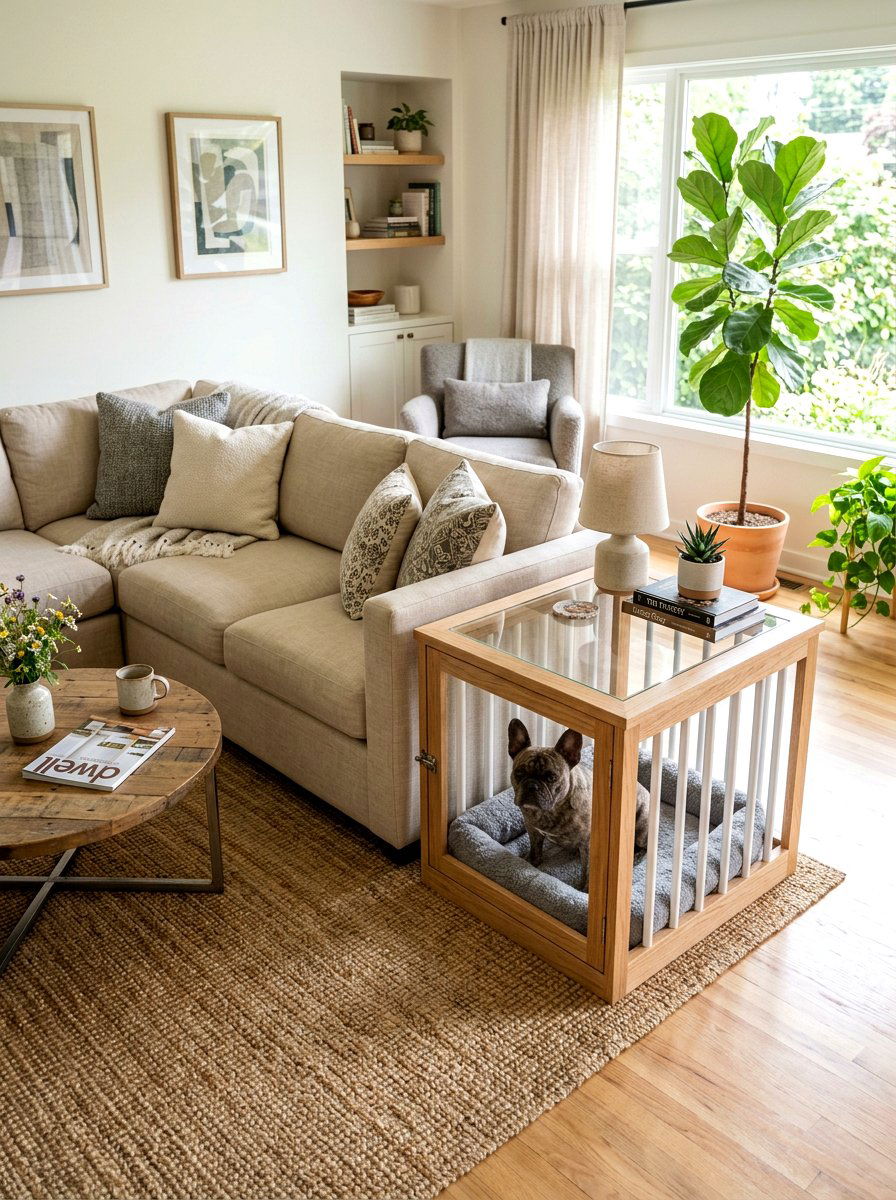 End Table Dog Kennel - 30 built in dog crate ideas