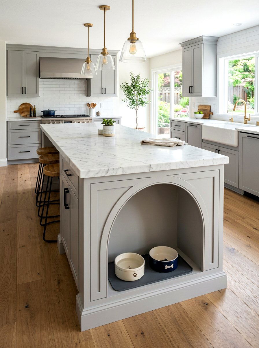 End of island dog bowl - 30 pet station kitchen ideas