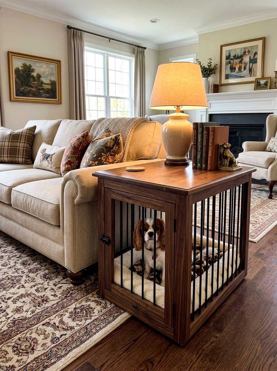 End table dog crate - 30 pet nook apartment ideas