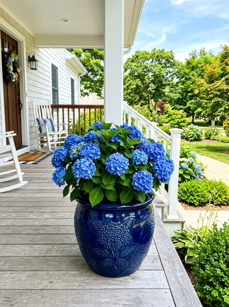 Endless Summer Hydrangea Container - 30 hydrangea porch planter ideas