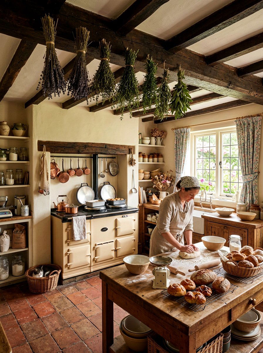English Cottage Bakery Kitchen - 30 vintage bakery kitchen ideas