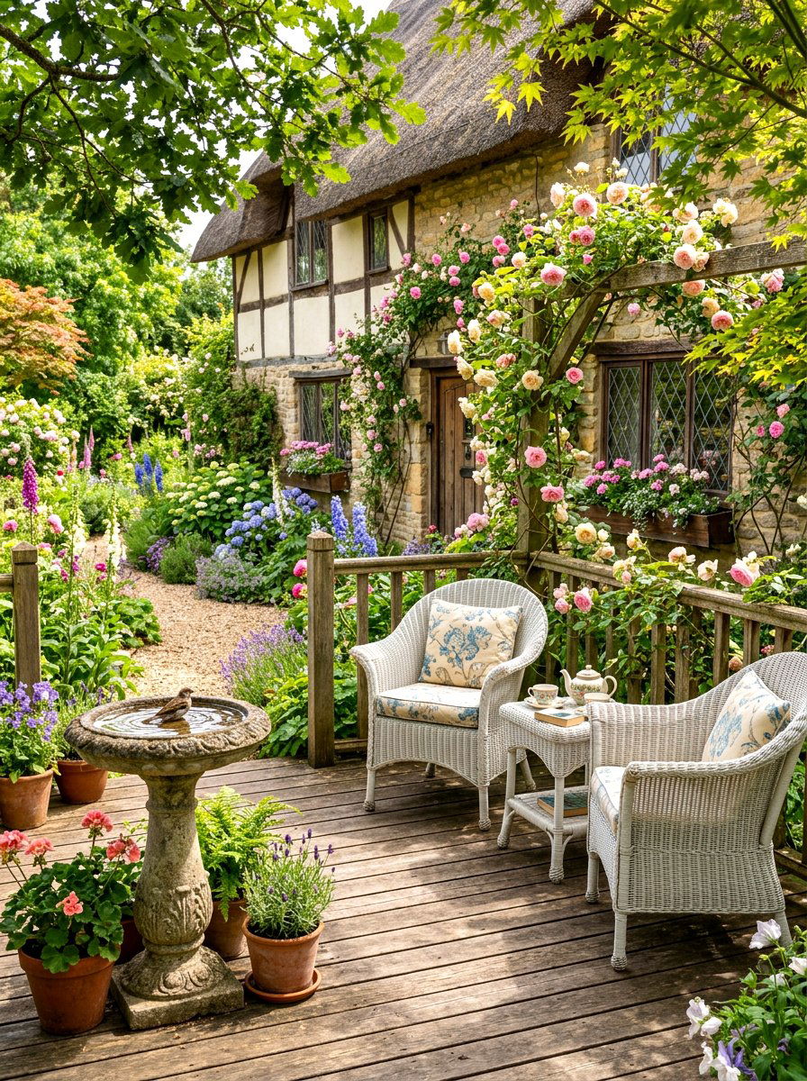 English Cottage Deck - 30 deck decorating ideas
