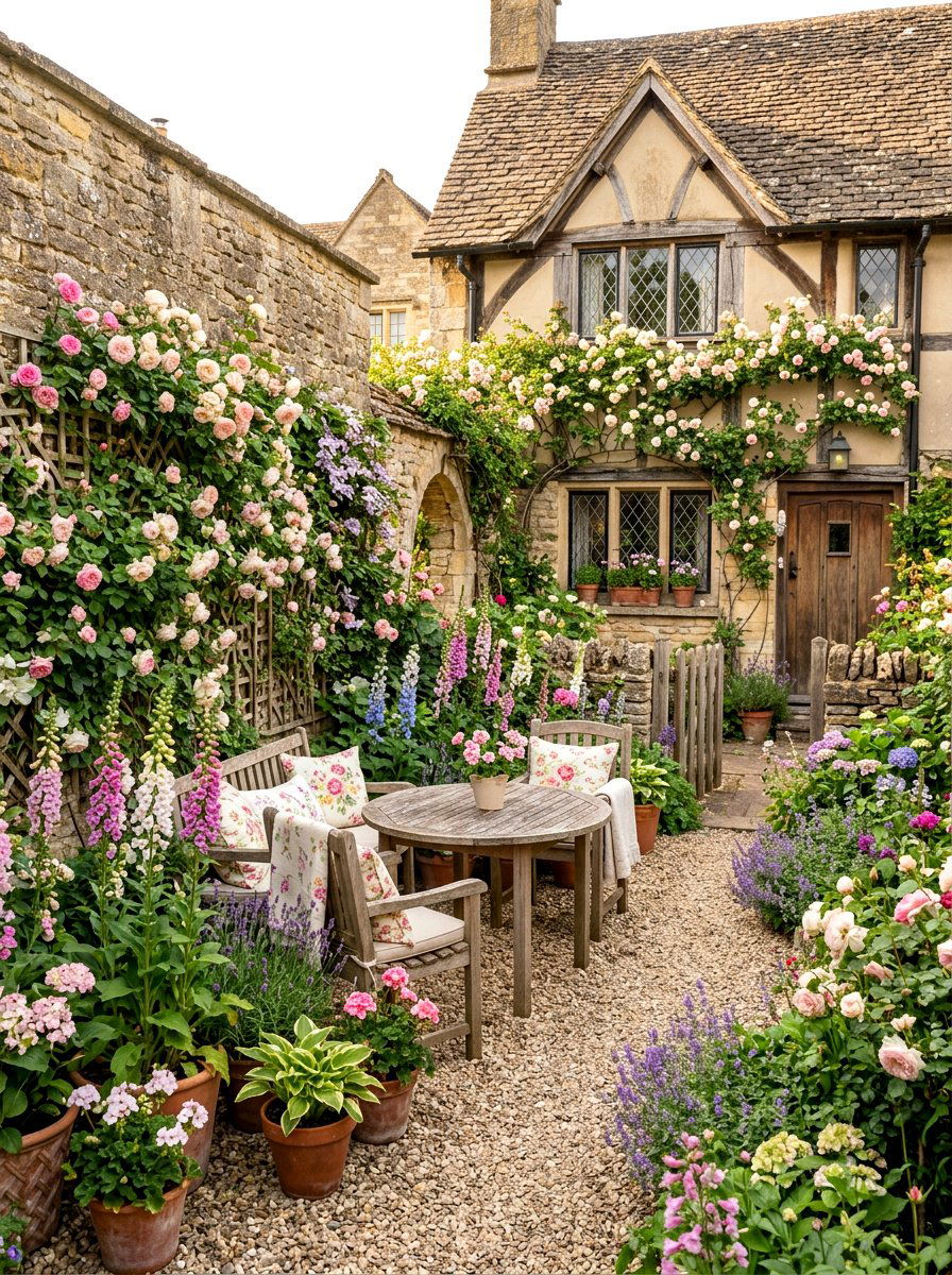 English Cottage Enclosed Garden - 30 enclosed patio garden ideas