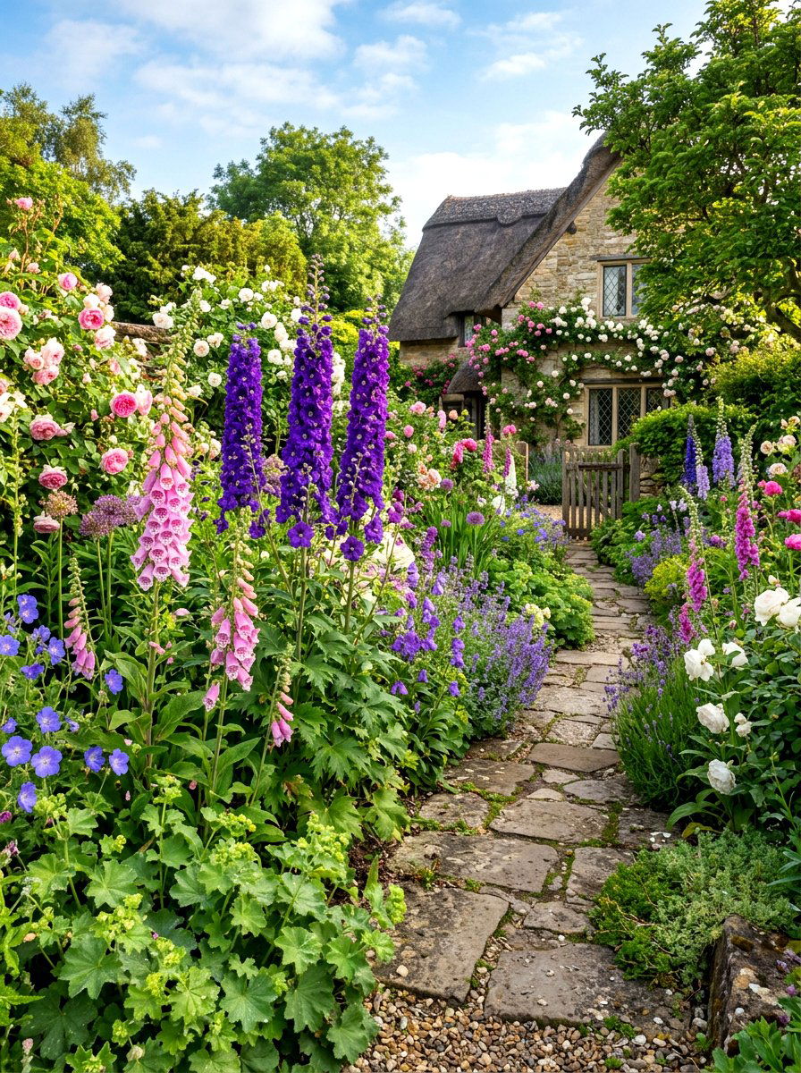 English Cottage Garden - 30 perennial border ideas