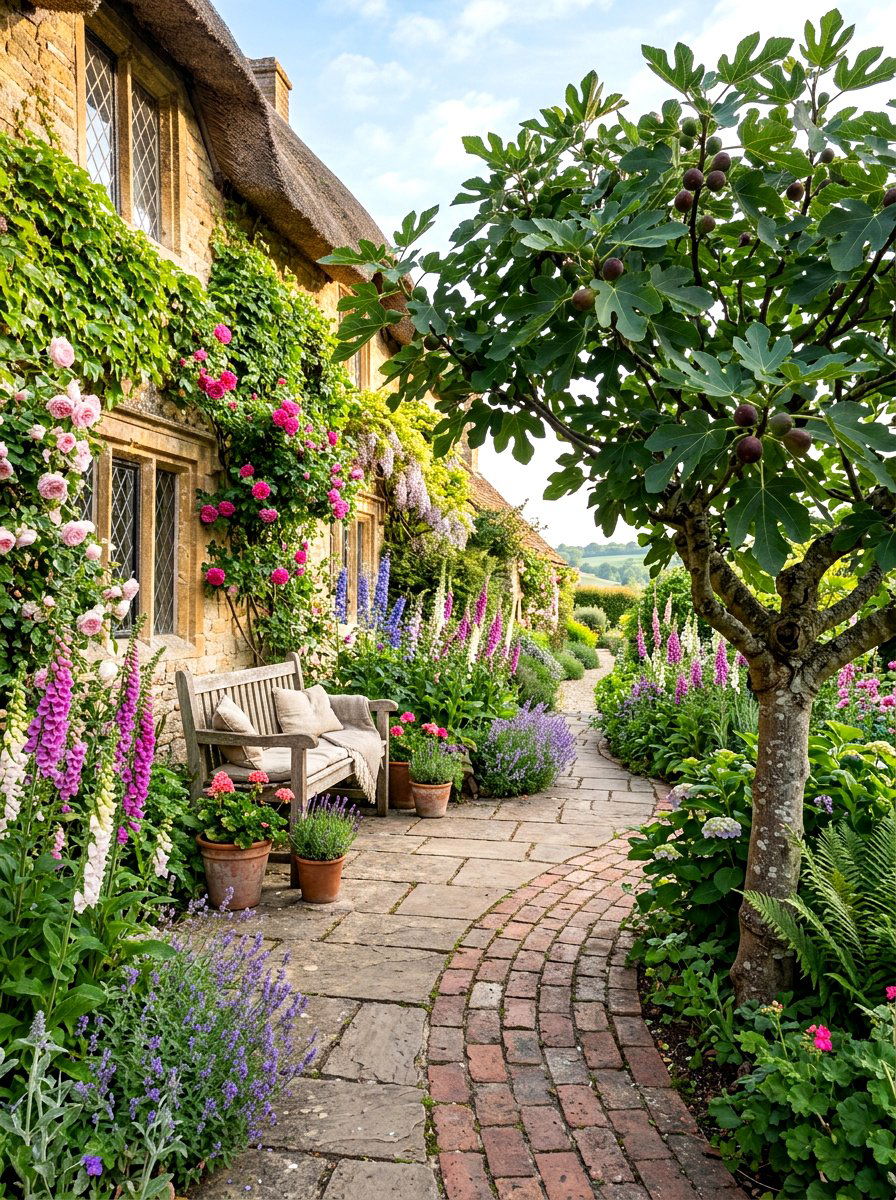 English Cottage Patio Fig Tree - 30 fig tree patio ideas