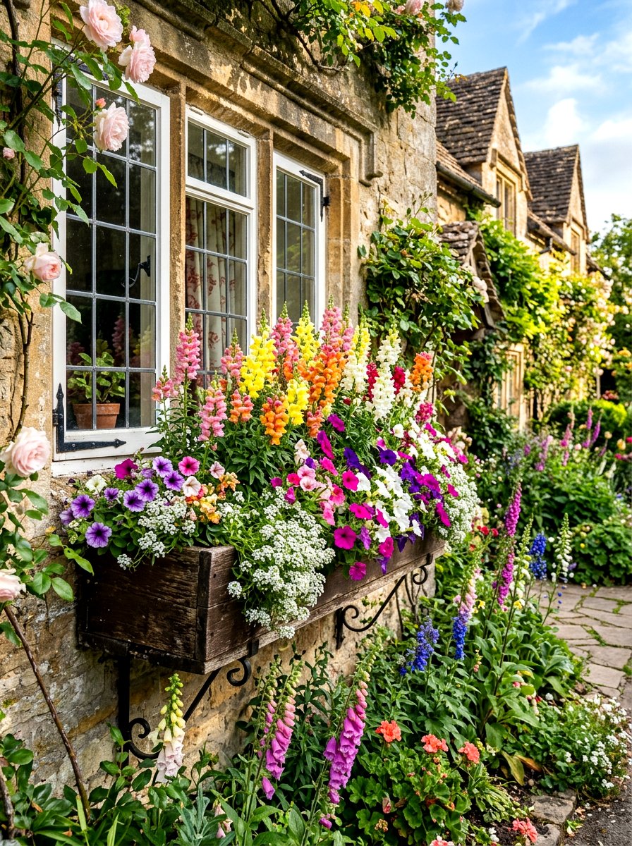 English Cottage Window Box - 30 cottage window box ideas