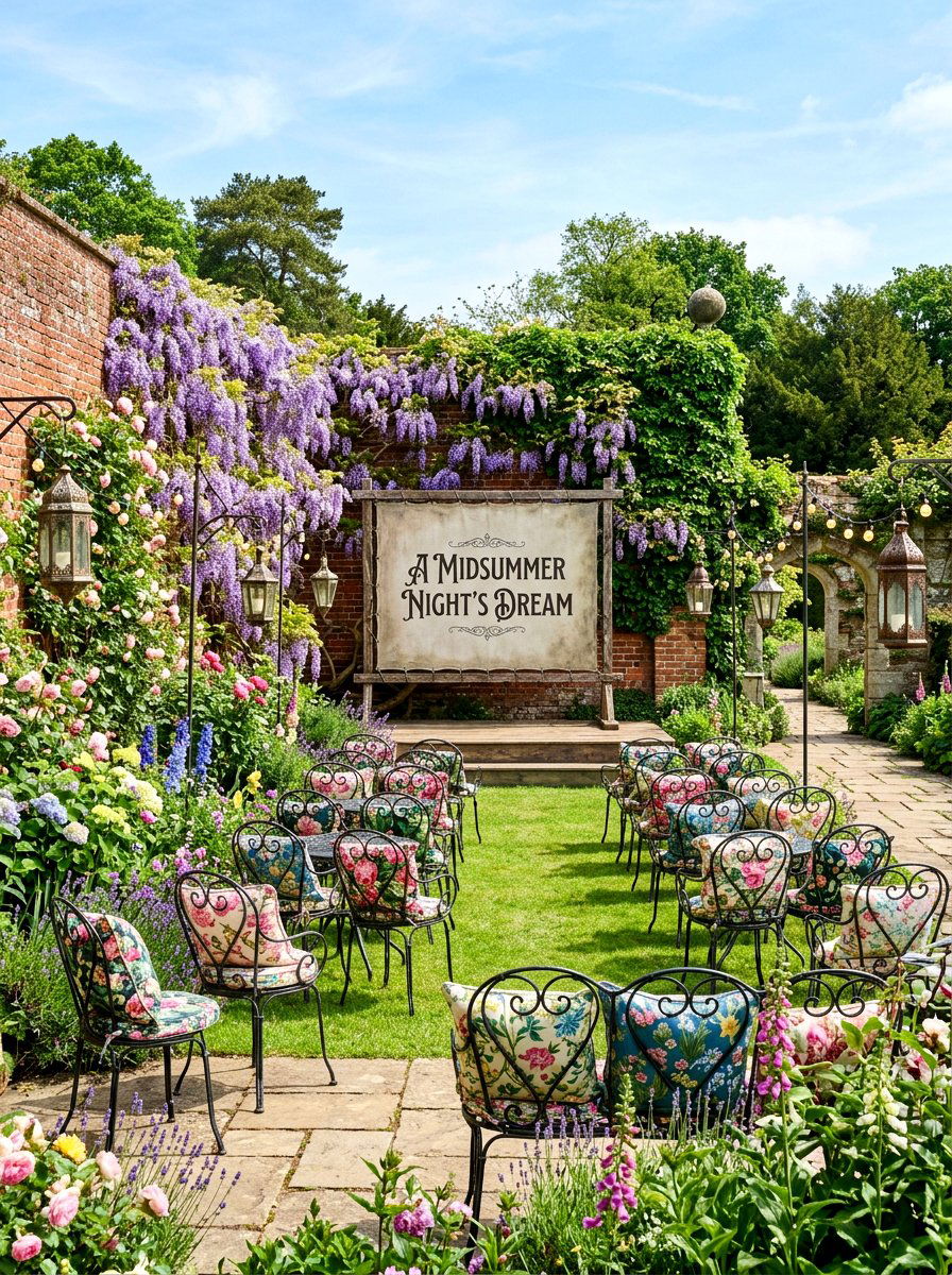 English Country Garden Theater - 30 outdoor movie patio ideas