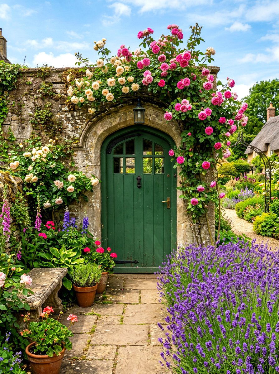 English Garden Doorway - 30 floral doorway ideas