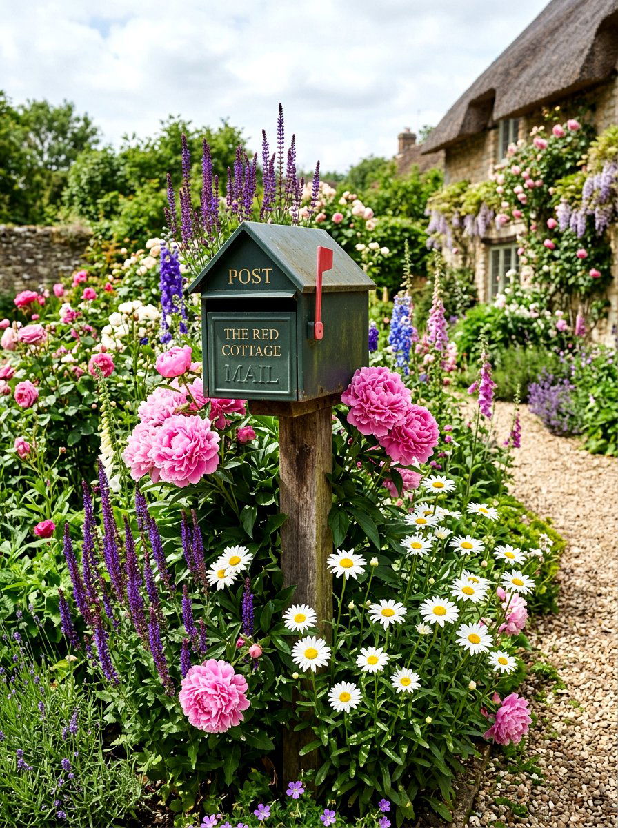 English Garden Mailbox Style - 30 mailbox flower bed ideas