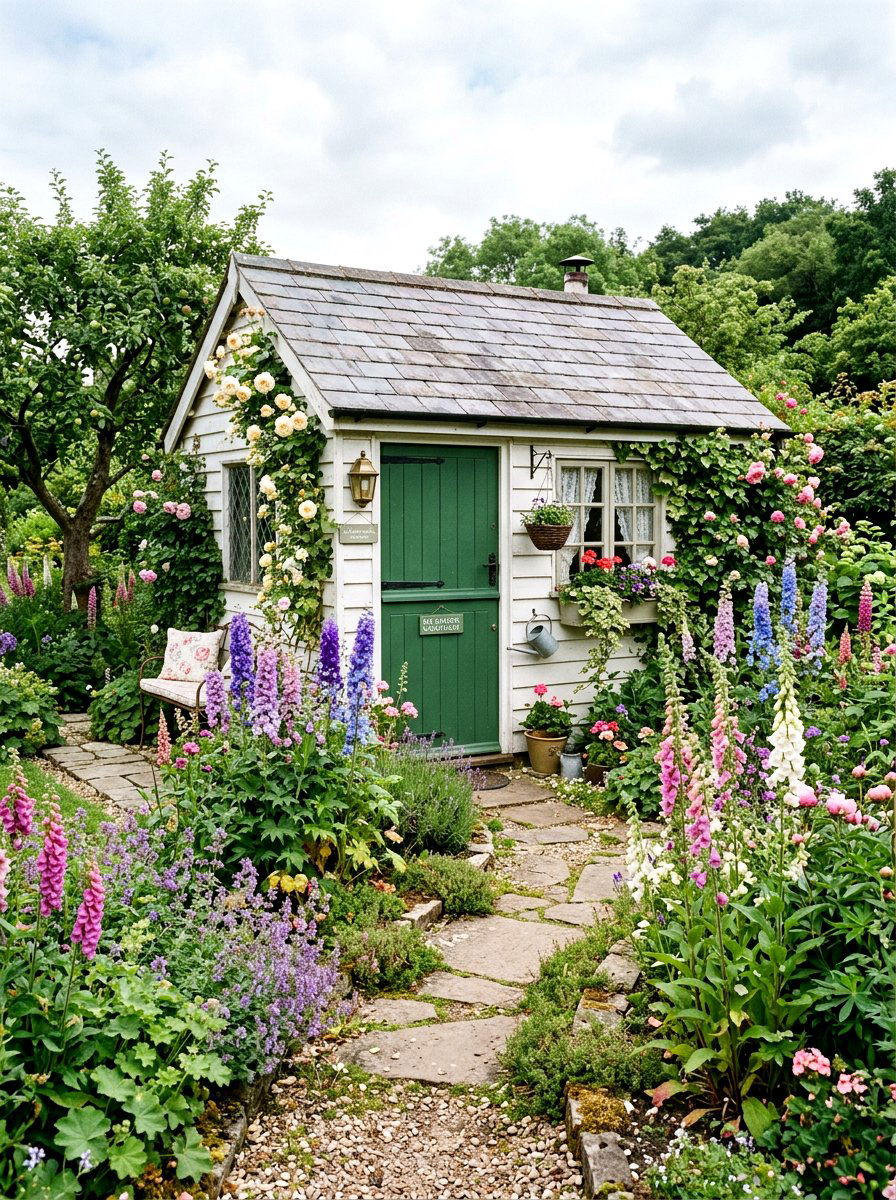 English Garden She Shed - 30 she shed backyard aesthetic ideas