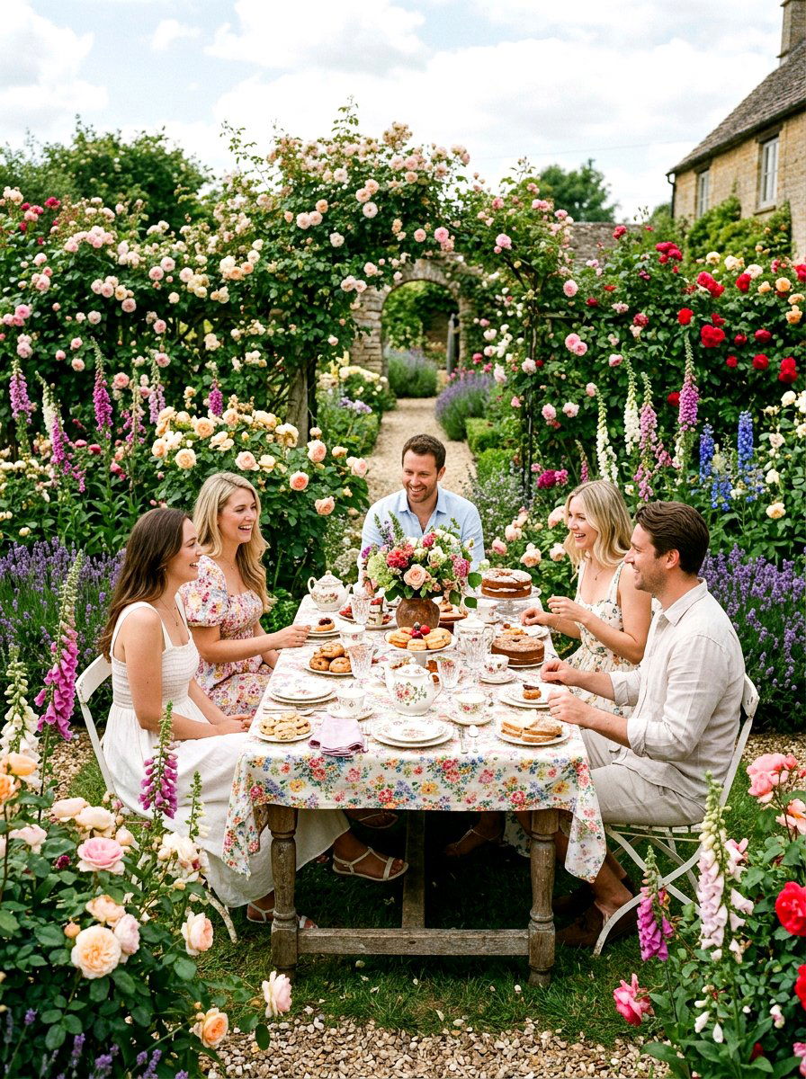 English Garden Table - 30 patio brunch setup ideas