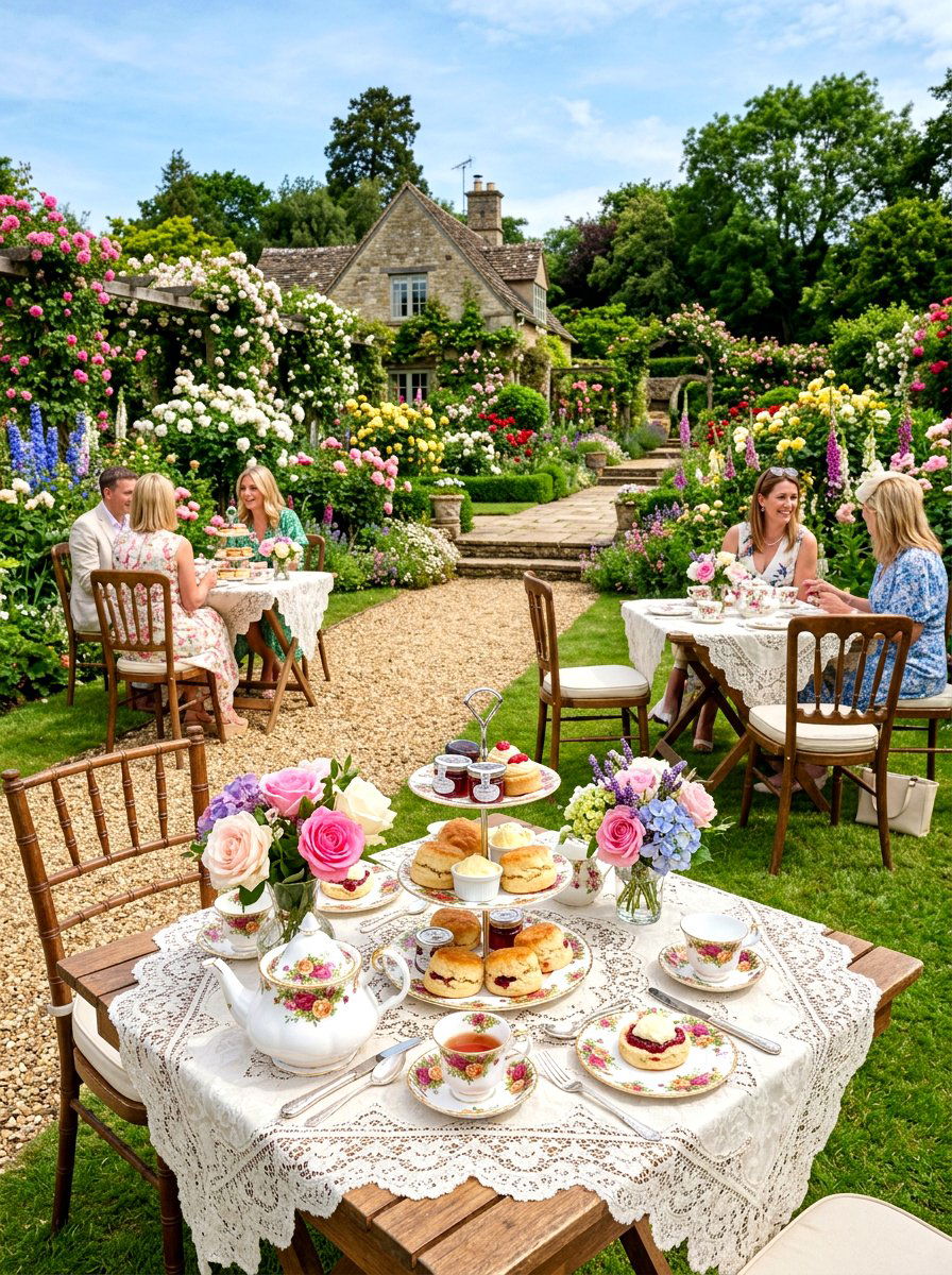 English Garden Tea Party Reception - 30 cottage garden wedding ideas