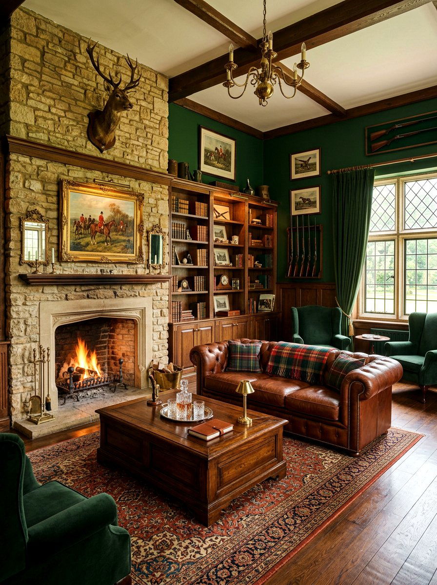 English Hunt Club Living Room - 30 equestrian decor ideas