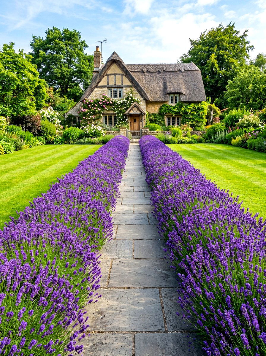 English Lavender Walkway - 30 lavender walkway ideas