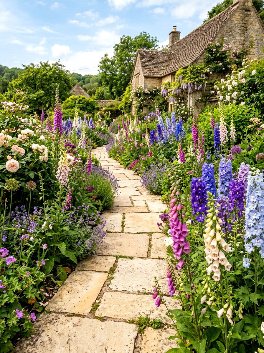 English Limestone Garden Path - 30 front garden path ideas