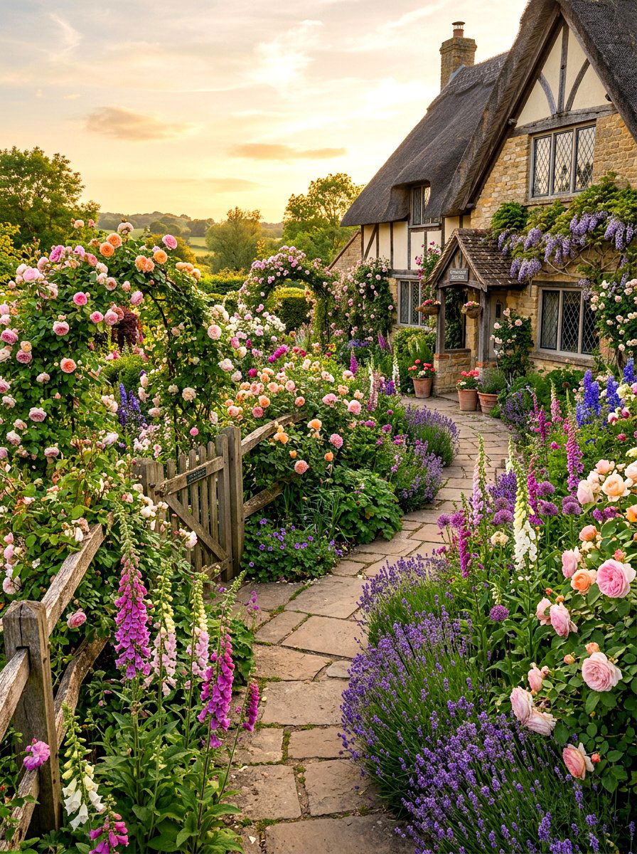 English Rose Cottage Garden - 30 backyard rose garden ideas