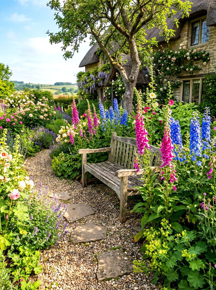 English cottage garden - 30 outdoor reading garden ideas