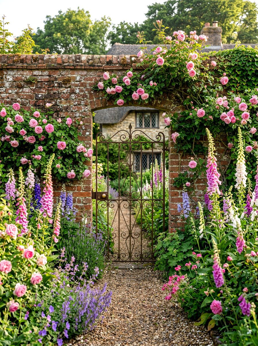 English cottage garden wall - 30 walled garden backyard ideas