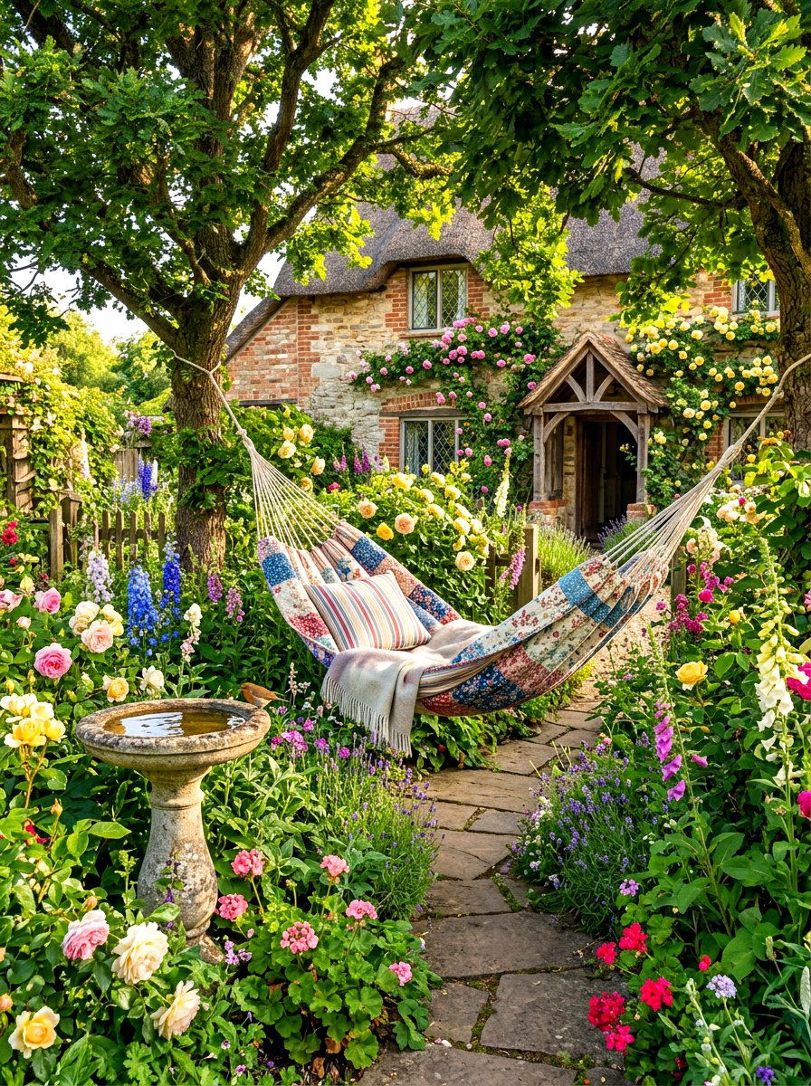 English cottage hammock garden - 30 hammock garden corner ideas
