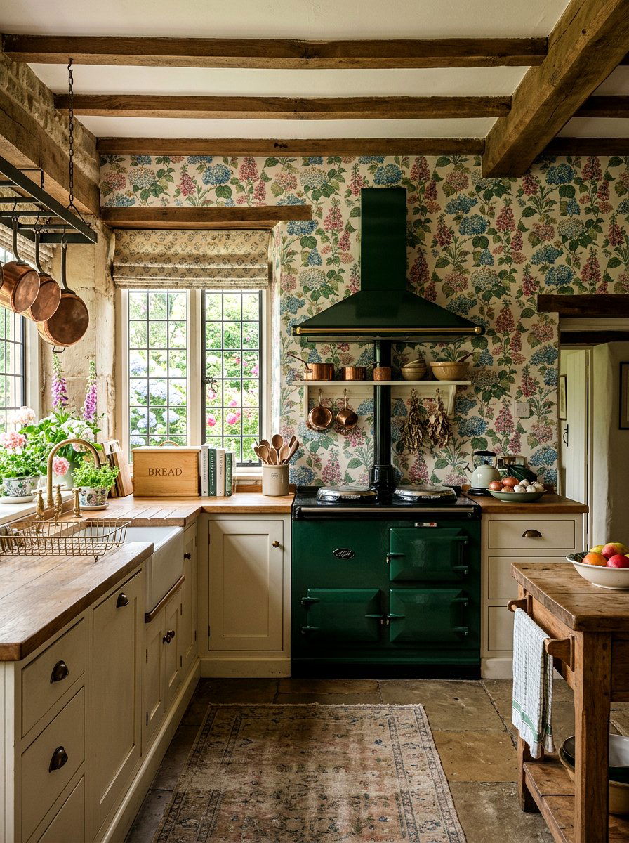 English country floral kitchen wallpaper - 30 floral kitchen wallpaper ideas