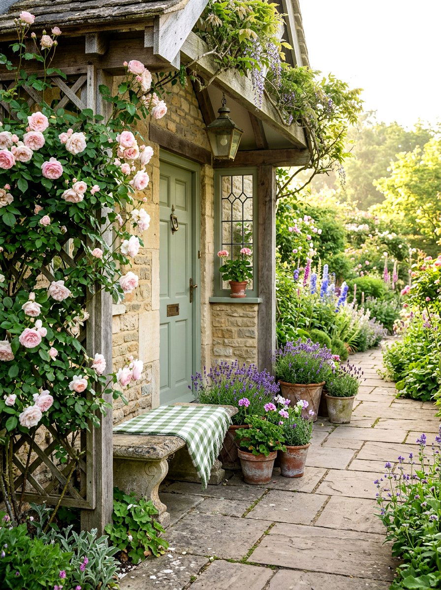 English garden porch - 30 seasonal front porch ideas