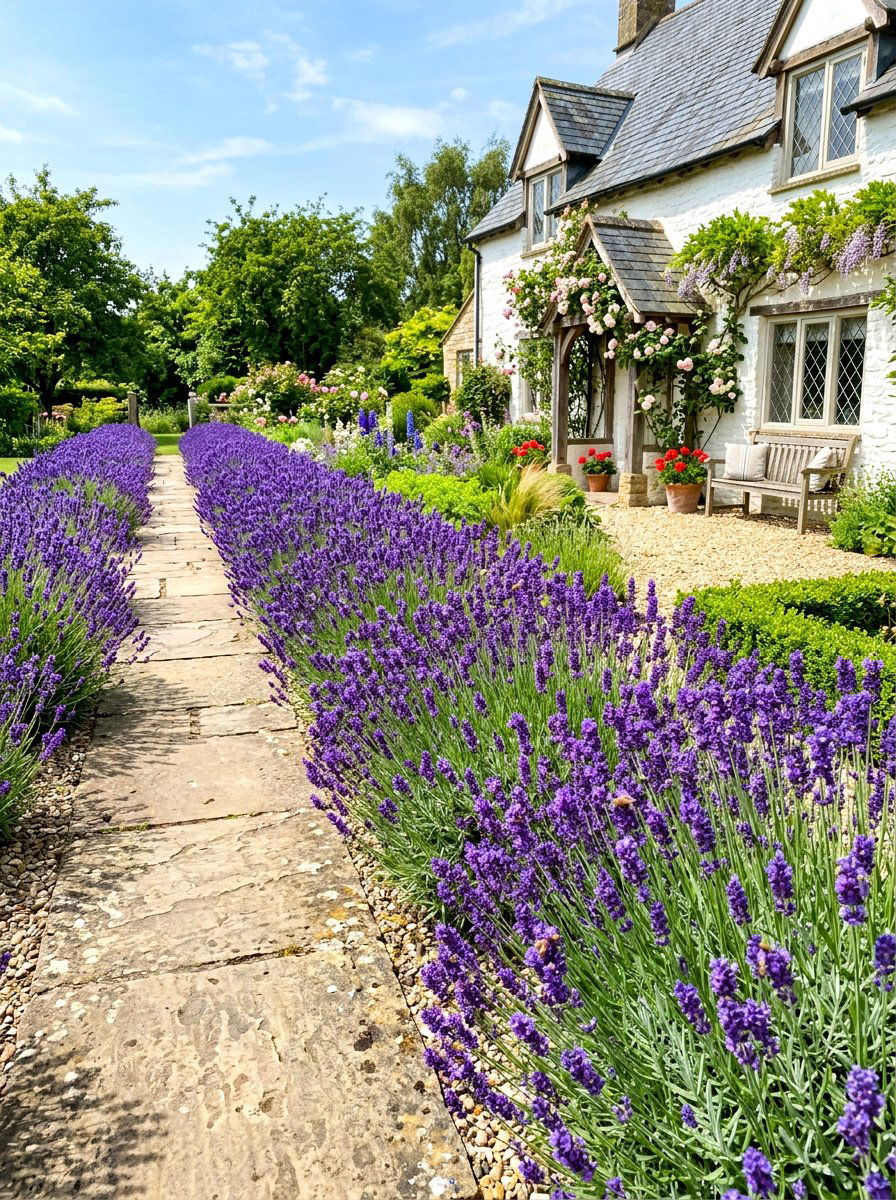 English lavender border - 30 formal front garden ideas