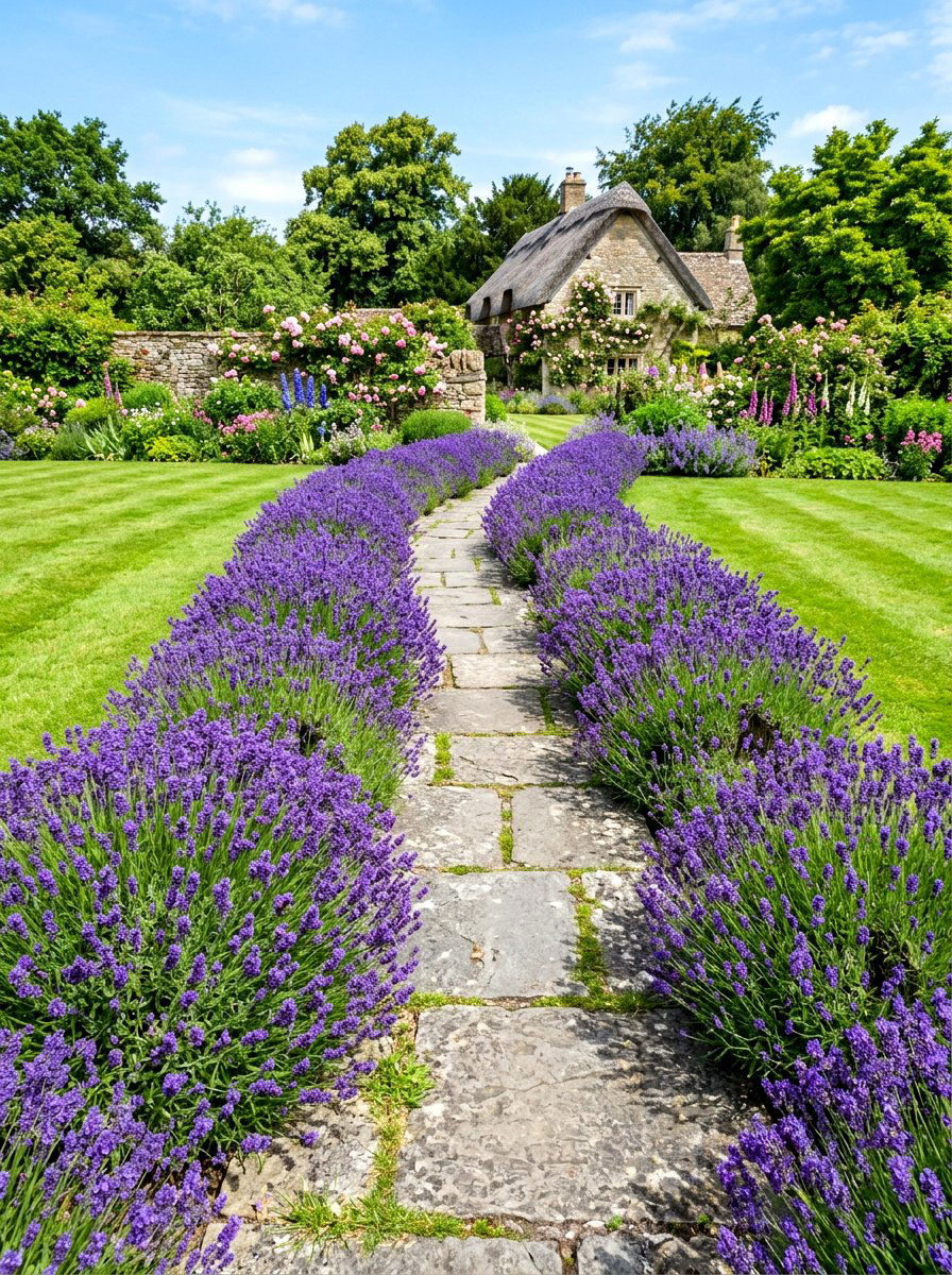 English lavender garden edging - 30 lavender border ideas