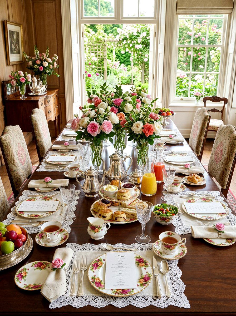 English rose brunch table - 30 elegant brunch table ideas