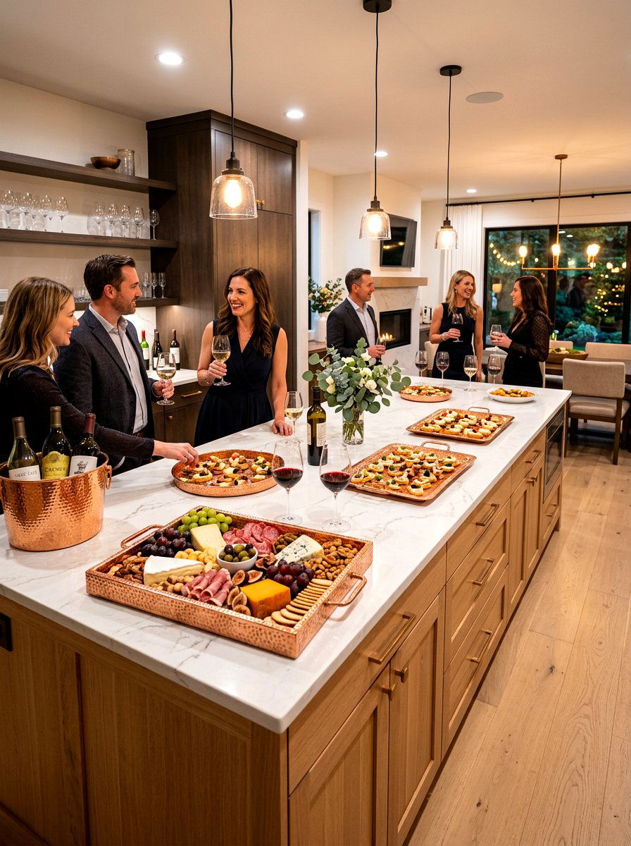 Entertaining Space With Copper Serving Trays - 30 copper kitchen accent ideas