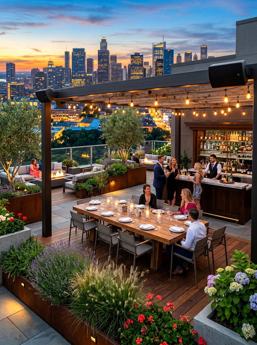 Entertainment Rooftop Garden - 30 rooftop patio garden ideas