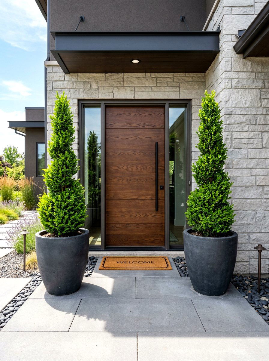 Entrance Planter Pots - 30 low maintenance curb appeal ideas