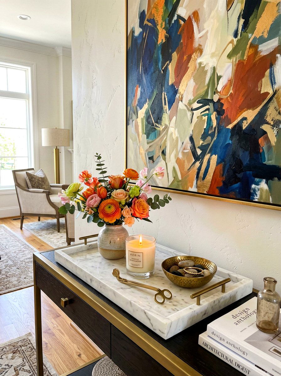 Entry Table Decorative Tray - 30 spring entry table ideas