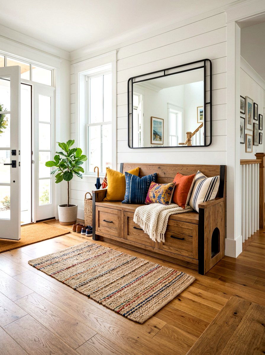 Entryway Bench Litter Box - 30 hidden litter area ideas aesthetic