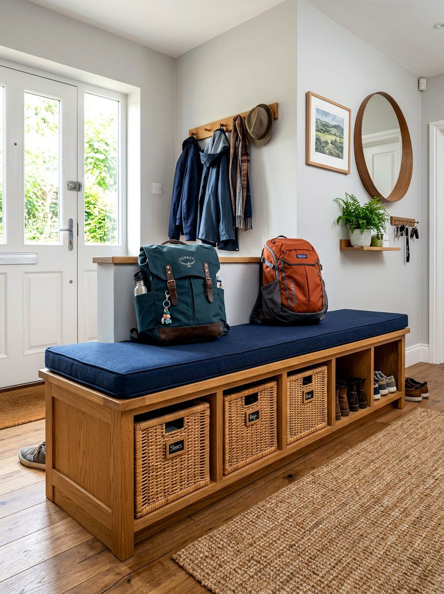 Entryway Bench Storage - 30 backpack drop zone ideas