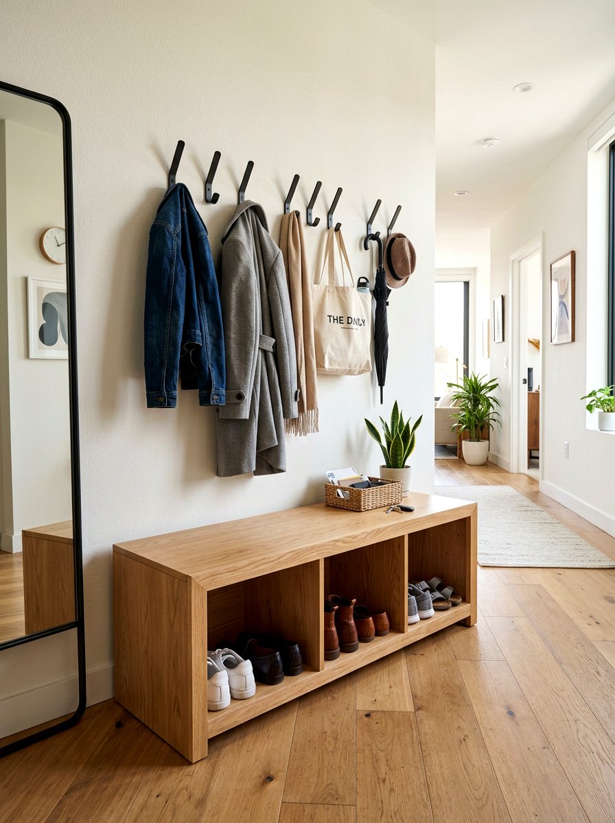 Entryway Bench Storage - 30 tiny apartment decor ideas
